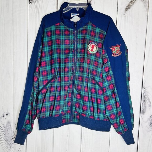 VTG Starbus Blue Tartan Weather Screen Windbreaker Sz XL Volvo Legends Series - Picture 1 of 10